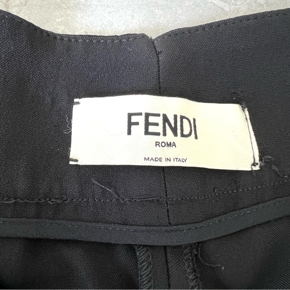 FENDI Black 100% Viscose High Rise Pleated Strength Pintuck Trousers Pants Sz 40 - Picture 13 of 16